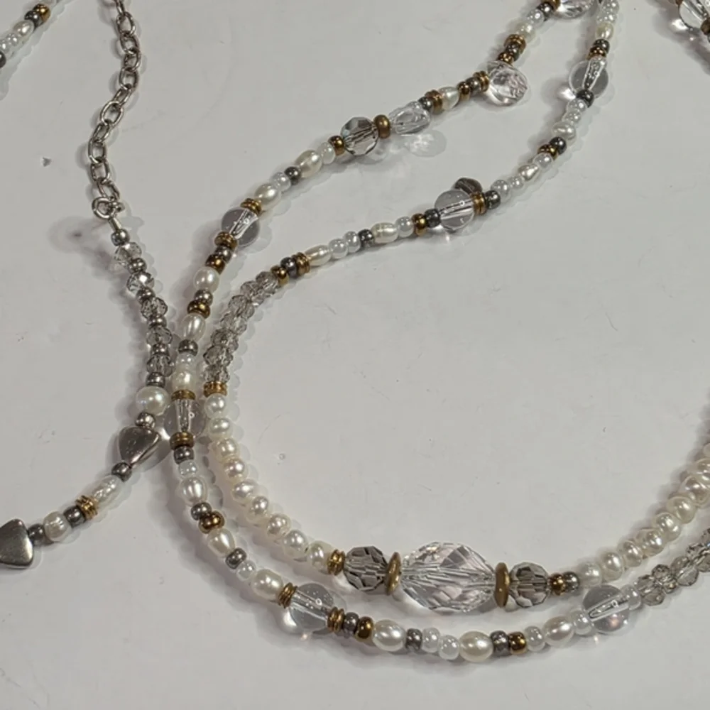 SILPADA‎ Stardust 54 Sterling Silver Brass Pearl Crystal Beaded Necklace - Picture 10 of 12